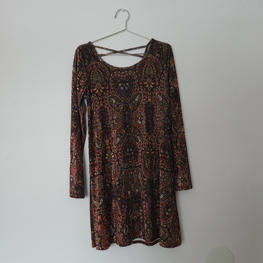 Earthbound Trading Co Size M Dress with Dark Boho Patrern